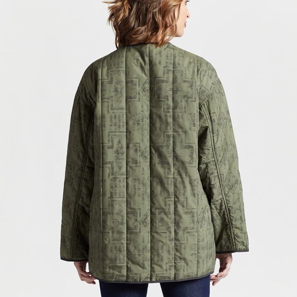 Pendleton Reversible Quilted Jacket in Green Harding/Charcoal Size Small - Picture 2 of 7